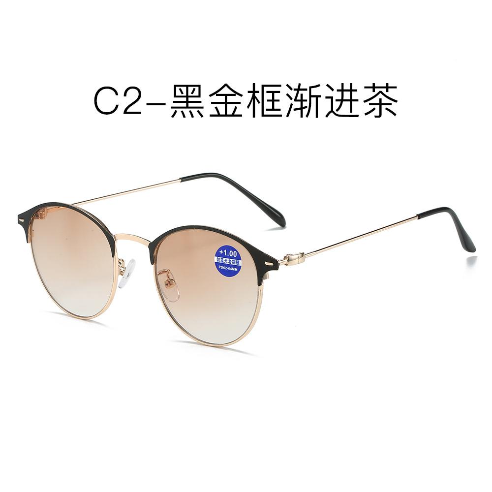 

Metal Contact Double-Light Reading Glasses Men S Progressive Brown Reading Glasses Anti-Blue Outdoor Reading Glasses +400