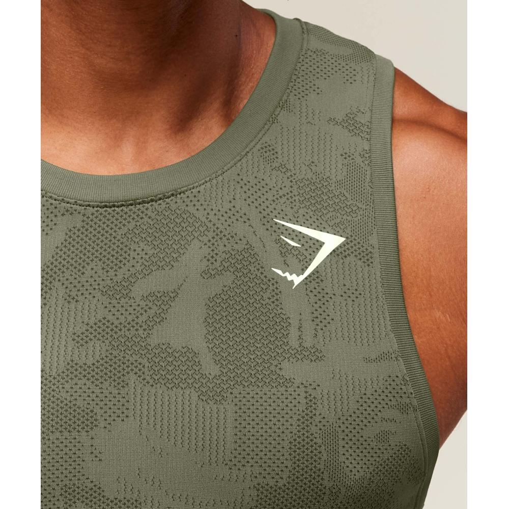 Gymshark Geo Nahtloses Tanktop Core Olive Tiefolivgrün A6a3k Ecdl