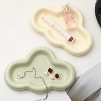 Ins Cute Cloud Jewelry Storage Plate Jewelry Pendulum Plate Irregular T-Shaped Cloud Ceramic Tray