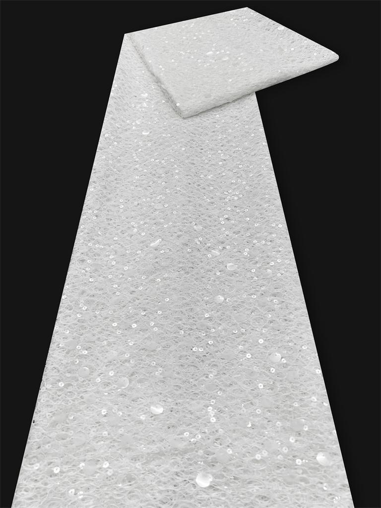 Spring Summer Polyester Lace Fishing Net Children's Dress Fabric Wedding Evening Dress Stage Dress Sequin Embroidery Fabric