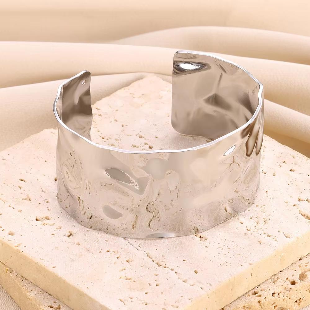 Stainless Steel Bracelet For Women Men Aesthetic Flower Leaf Bangle Opening Gold Color Geometric Bangles Bracelets Femme Jewelry
