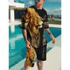 Summer Animal Lion Print Fashionable Comfortable Loose Fit Casual Sports Men's Short Sleeved Sport Wear