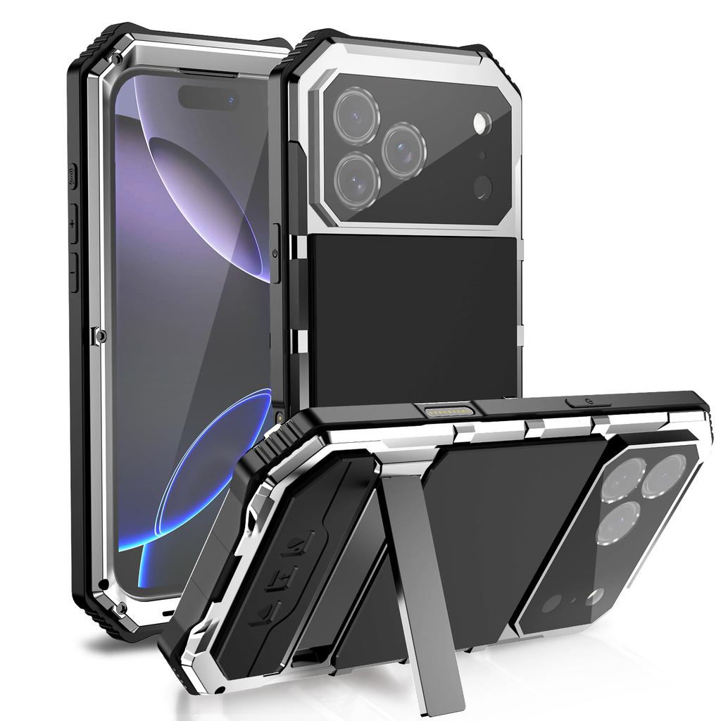 Case for IPhone Air 17 16e 16 Pro Max 15 Plus Shockproof Heavy-duty Sturdy Aluminum Metal Cover Tempered Glass Screen Protector