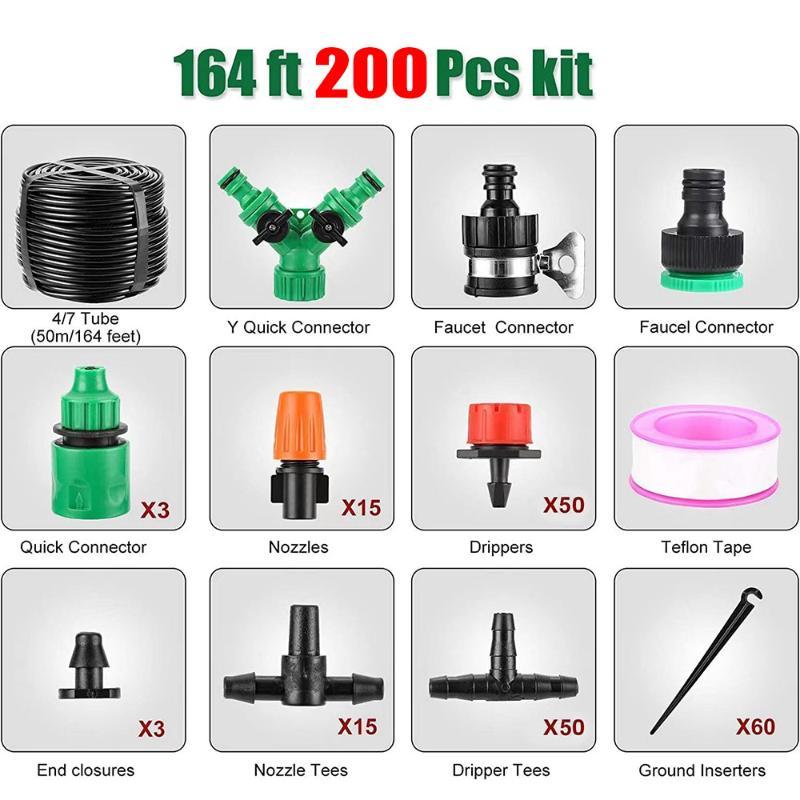 148/180/200PCS Garden Automatic Drip Irrigation Watering System Kit No Waste Water for Greenhouse Seedling Growing