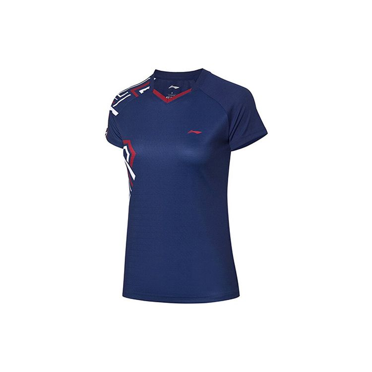 Li Ning Badminton Series Quick-Dry Cool Competition Sports Suit Women sportswear Deep-Purple Blue AATQ064-1