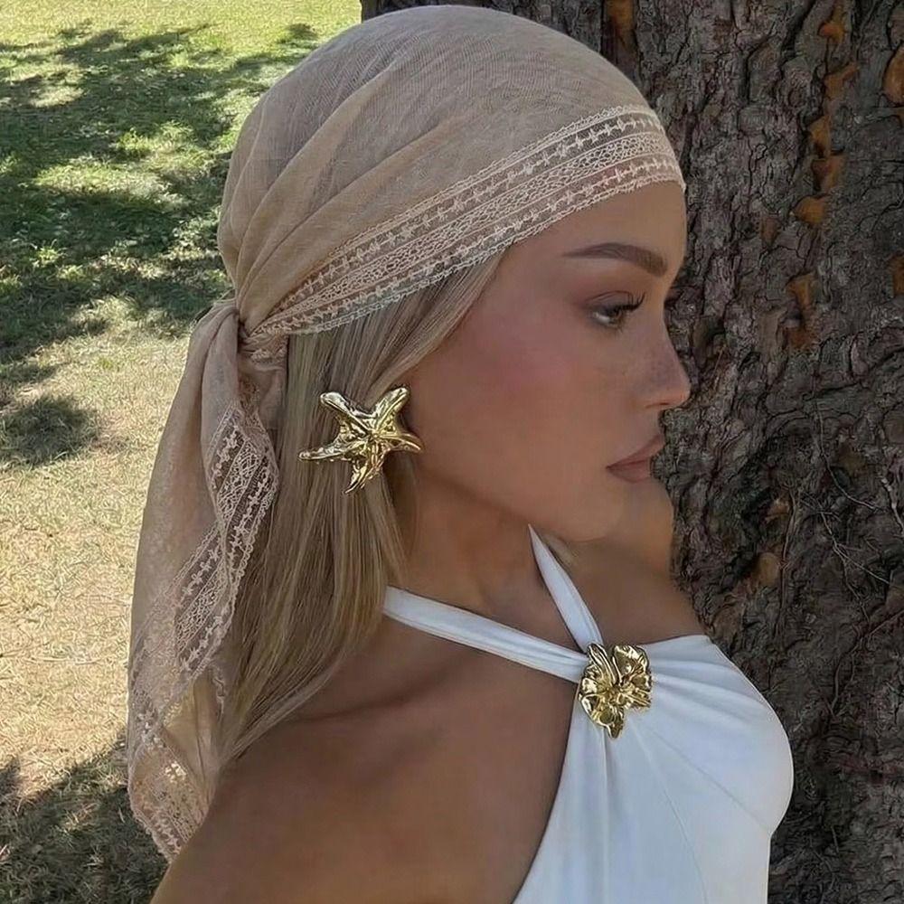 Square Shape Lace Trim Scarf Breathable Sun-Protection Shawl Fashion Bohemian Scarf