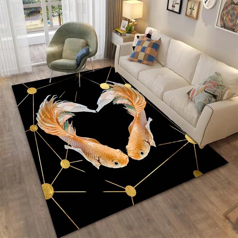 

Goldfish Siamese Fighting Fish Floor Mats Door Decoration Home Living Room Floor Mats 40x60cm