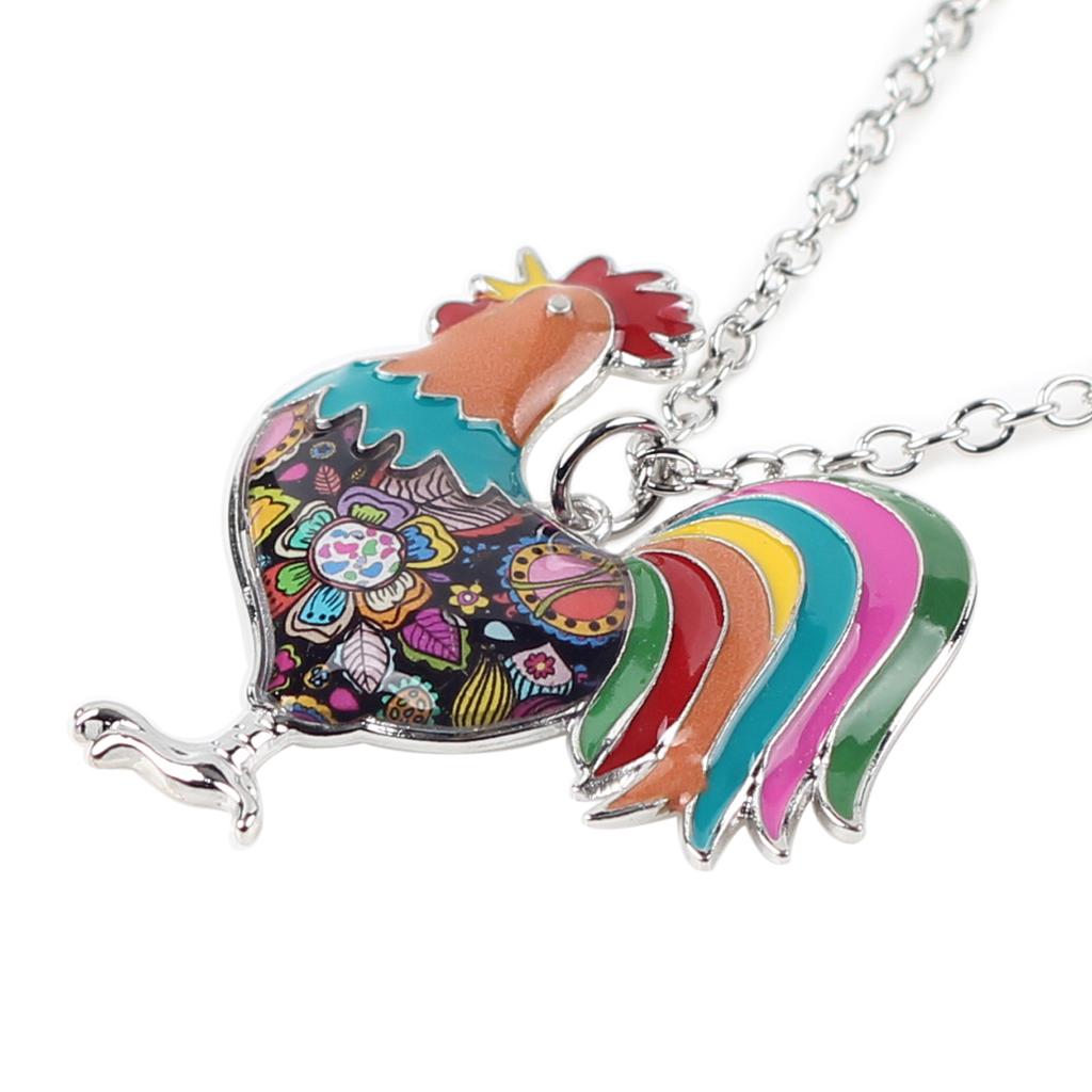 Buy Enamel Alloy Floral Chicken Rooster 