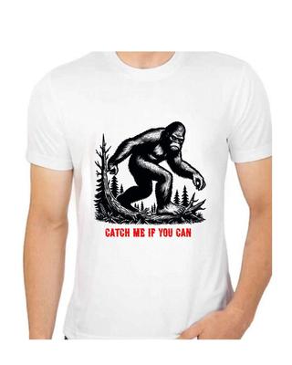 Bigfoot Catch Me If You Can T-Shirt for Men Apparel Short Sleeve Clothing