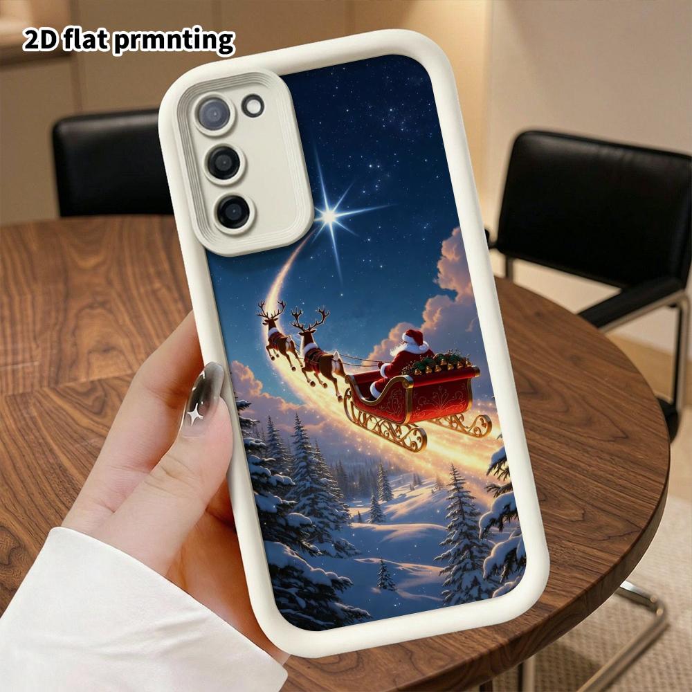 Phone Case: 2D Flat Samsung Galaxy A34 A35 M05 M06 S20 S22 S21 FE Plus 5G Step-style Protective Case, Santa's Sleigh, Christmas and Halloween Gifts
