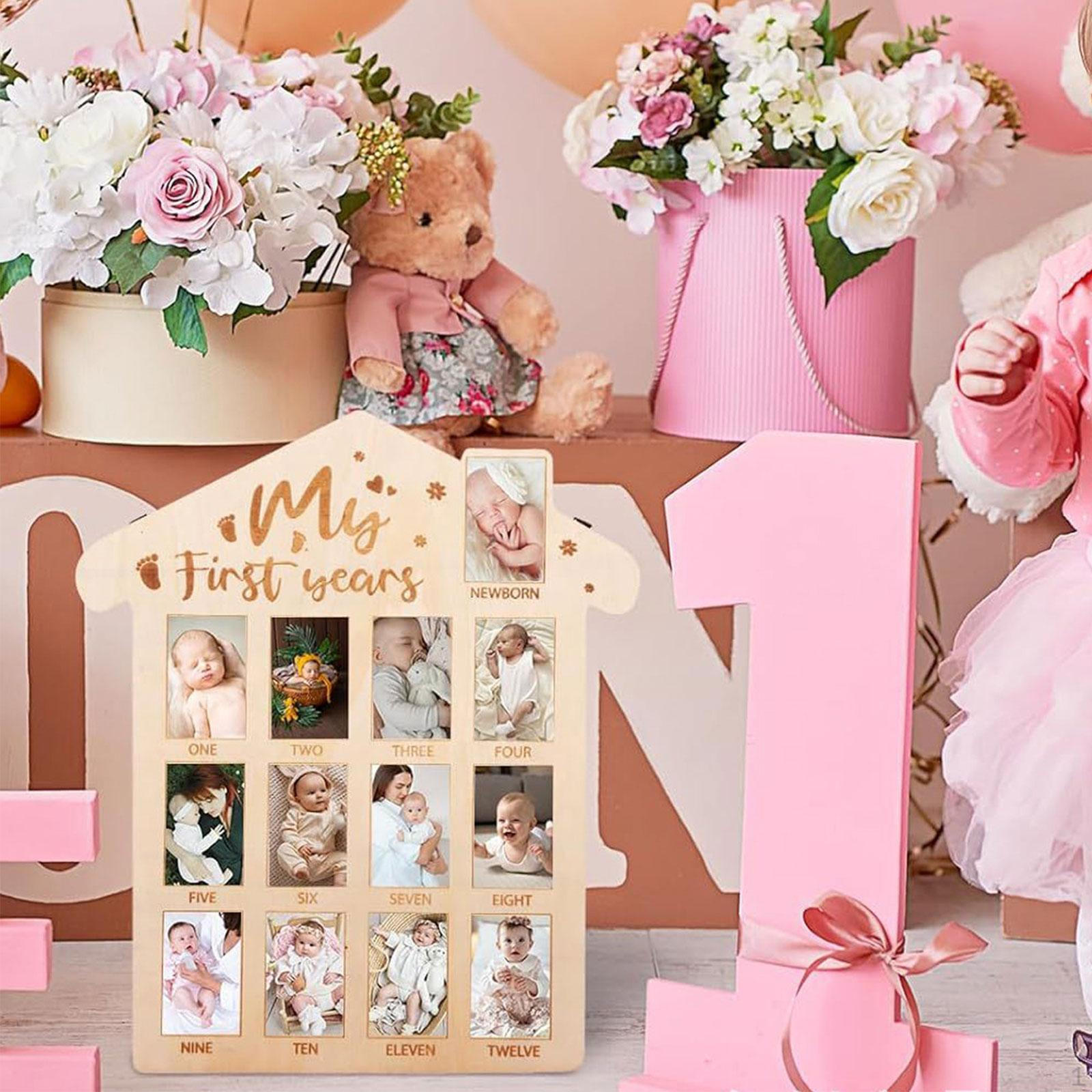 

Рамка для фотографий Доска для памятных вещей из детства Подвесной деревенский декор для детской комнаты Фотография «Мой первый год» для