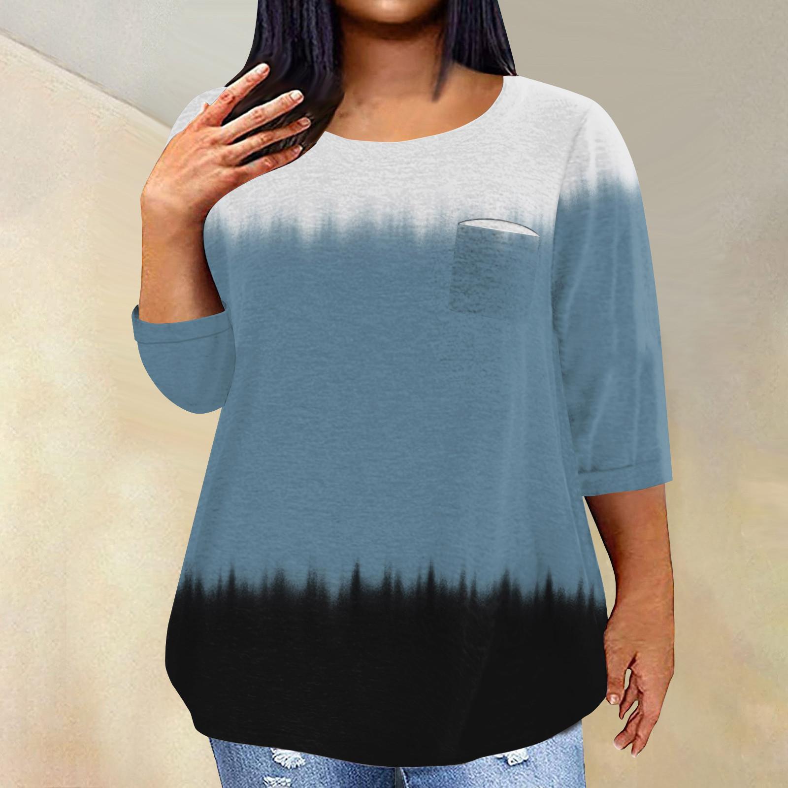 

Женский модный повседневный пуловер с круглым вырезом и рукавом три четверти с принтом, топ с рукавами 4/3 XXXXL чёрный