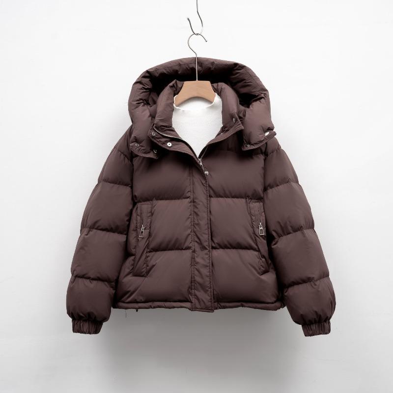 Women's Short Down Jacket - Winter Regular Fit Simple Hooded Compact Style Warm Puffer Coat