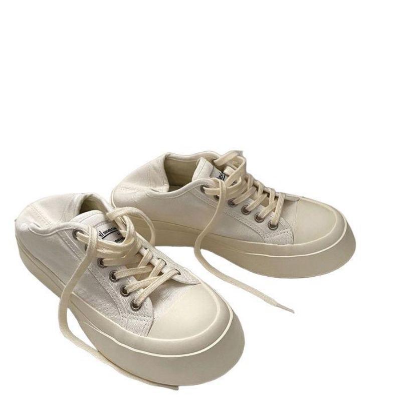 Platform canvas shoes female students new versatile round head white shoes ugly cute big head shoes trendy shoes