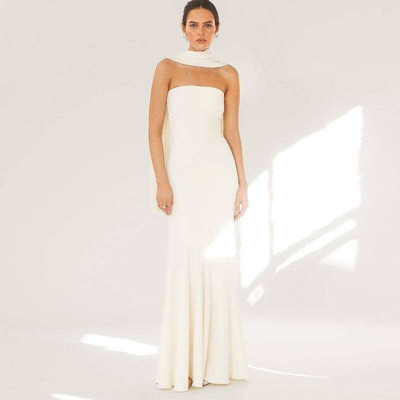 

Женское летнее модное платье-накидка с облегающей талией и запахом на груди L бежевый