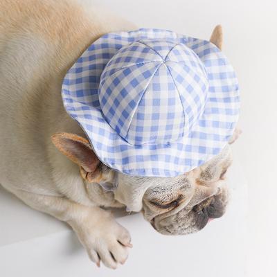 Manufacturer Dog Hat Cool In Summer Photo Decoration Pet Small Yellow Hat Cute Fashion Plaid Cat Sunscreen Hat