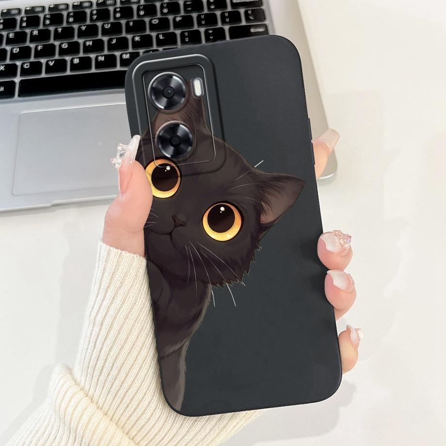 For Oppo A57 A57s A57e A77 A77s 4G Phone Case Oppo A77 5G A56s Back Cover Soft Liquid Silicone Pnada Rabbit Flower Cute Bumper