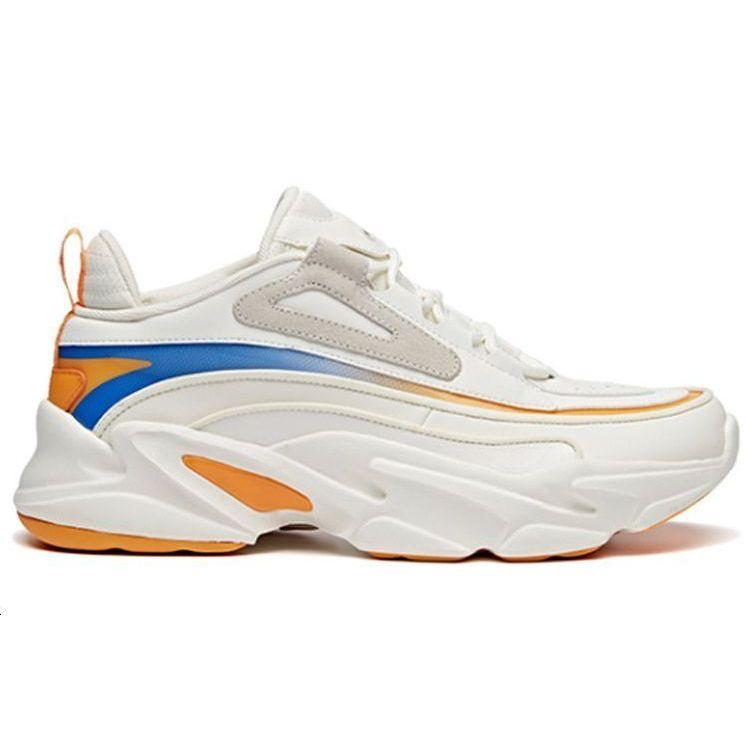 Anta Color Block Retro Shock Absorbing Non-Slip Wear-Resistant Low-Top Running Shoes Men sneaker White Orange Blue 112018881-1