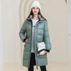 Women Autumn Winter Soild Color Thicken Outwear Cotton Padded Hooded Warm Long Jacket Coat