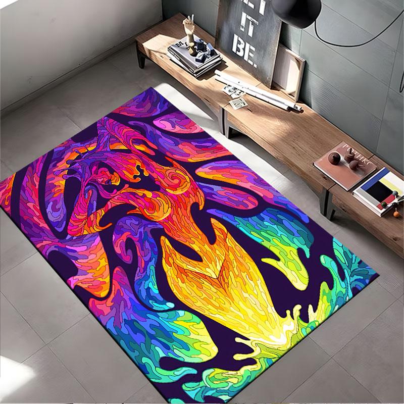 Abstract Rainbow Fire Design suitable as a non-slip mat for the living room or bedroom sofa