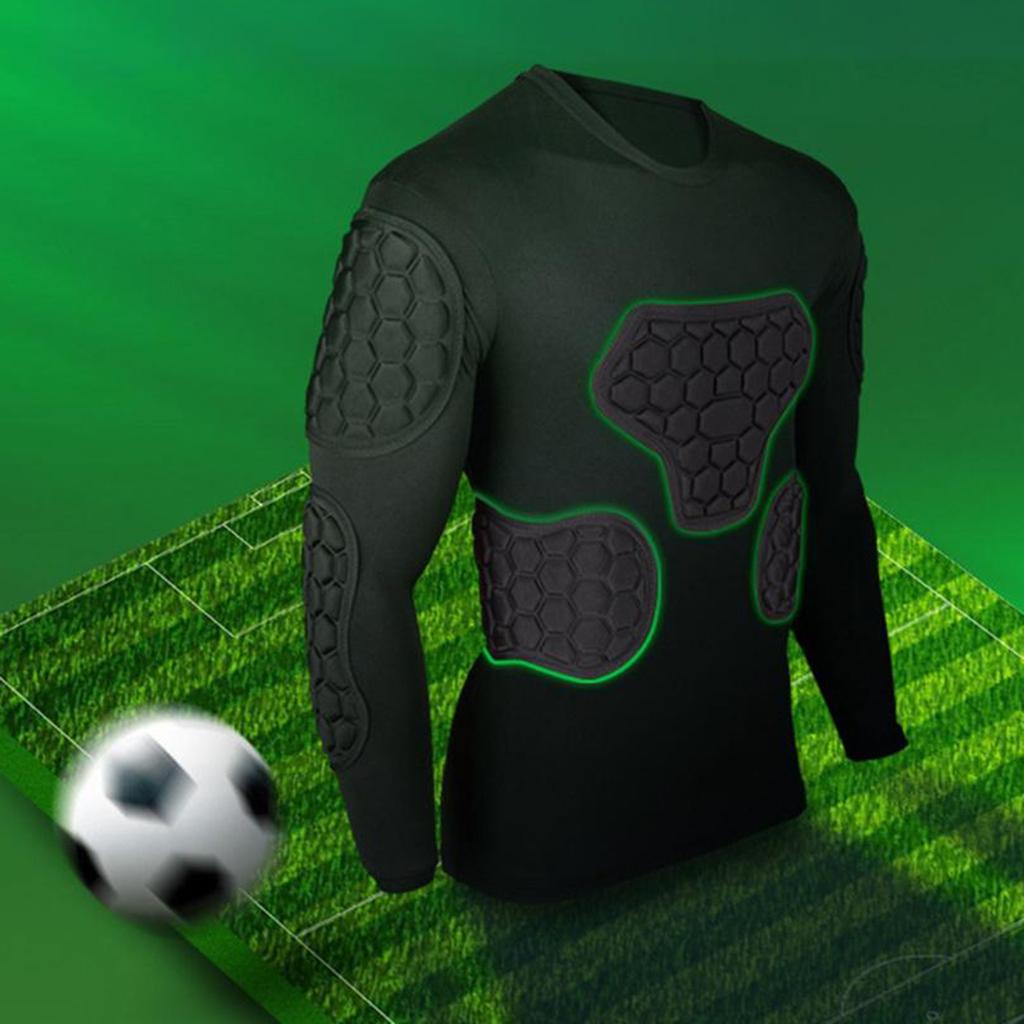 Fußball Trainingsshirt Langarm Herren Gepolstert Fußball Kompressionsshirt Professionell Vielseitig Rippenschutz Uniform