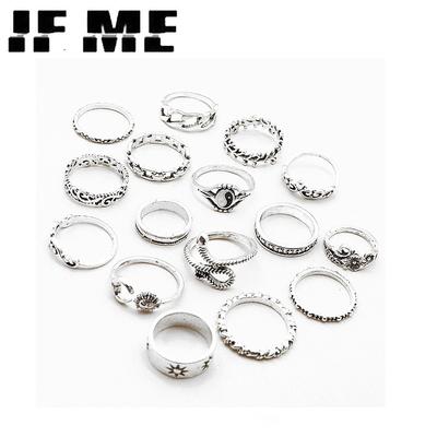 Punk Butterfly Flower Finger Ring 5 ΤΕΜ/Σετ Γυναικείο Γοτθικό Ασημί Χρώμα Κοσμήματα Flower Angel Wings Cupid Charms Δαχτυλίδια