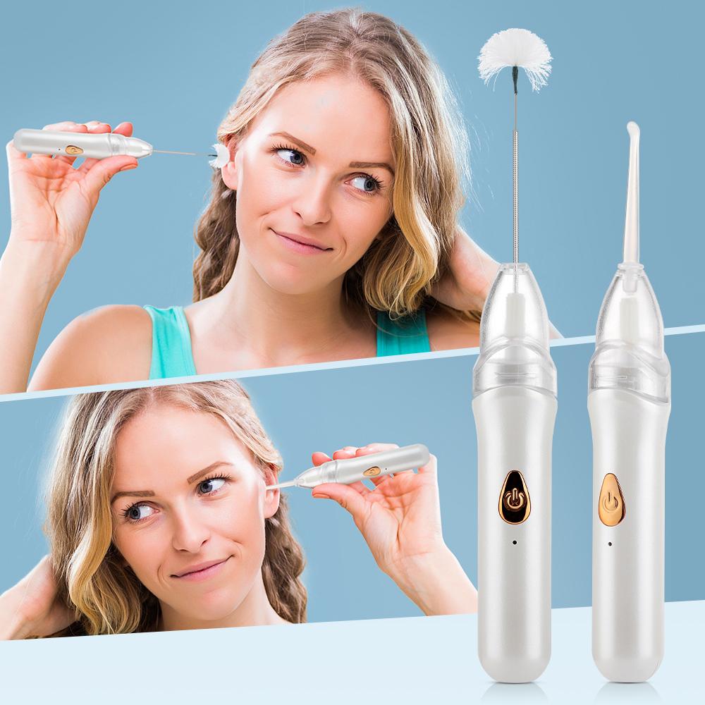 Electric Relaxation Ear Cleaner Ear Picking Tool Set Goose Feather Stick Gentle 4 Speeds Ear Canal Cleaning Earwax Removal Tool