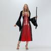 Halloween Witch Crazy Hooded Dress With Digital Print For Costume Parties