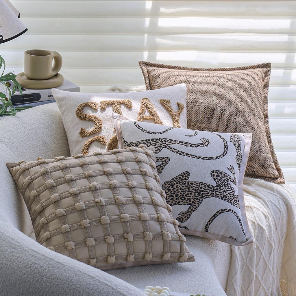 Medieval Style Leopard Living Room Sofa Pillow Model Room New Chinese Style Retro Back Pillow Hotel Cushion Soft Decoration