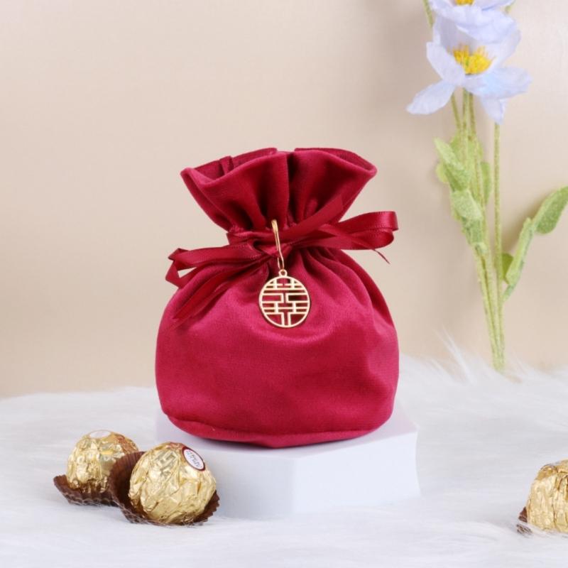 10Pcs Velvety Cloth Drawstring Bag Wedding Gift Wrapping Pouches Birthday Party Treat Bag For Candy Chocolate Jewelry