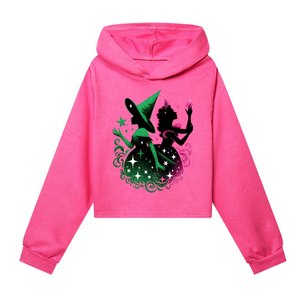 

Детская Толстовка с капюшоном с принтом ведьмы для девочек 170cm розы красного