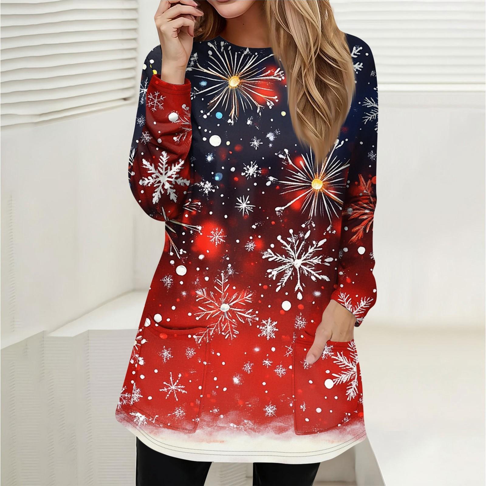 

Женская толстовка, пуловер, спортивная одежда, карман, рождественский принт, повседневный топ с круглым вырезом и длинными рукавами XXXL