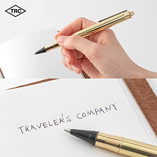 DESIGNPHIL MIDORI Travelers Company TRC Brass Rollerball Pen, Solid Brass, Limited Edition with Card, 36727006