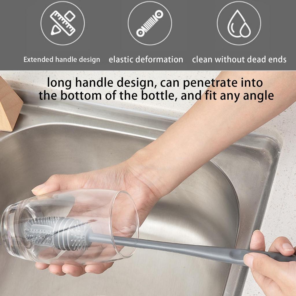 Silicone Cup Cleaning Brush Long Handle Water Bottle Glass Cup Scrubbing Brushes For Cleaning Baby Bottles, Sports Bottles