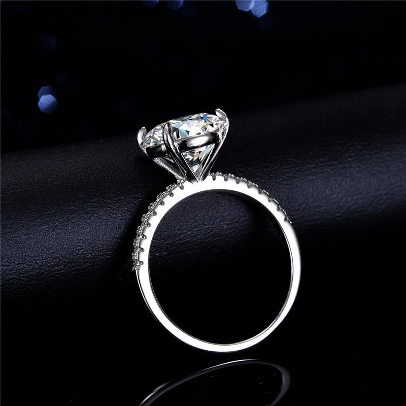 Oversized Moissanite 5 Carat 11mm Four Prong Diamond Ring For Women 925 Sterling Silver 14K White Gold Eternity Engagement Rings