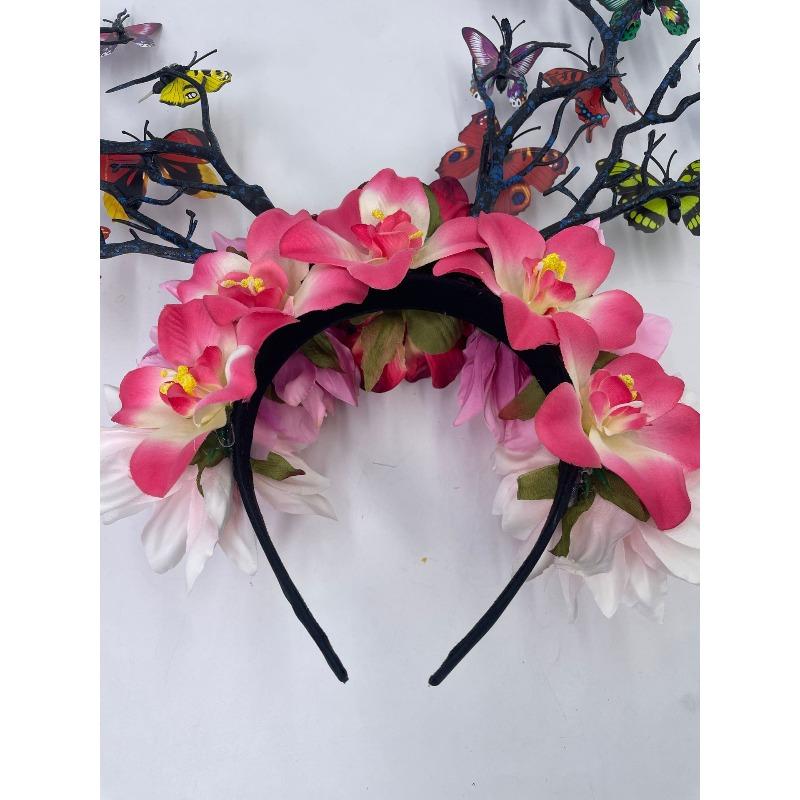 Simulated butterfly headband, fashion exaggerated simulated flower headdress, branch outfit plays the role of a head buckle