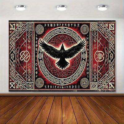 1 Piece Nordic Mythology Raven Tapestry  Polyester Material Ideal for Living Room  Bedroom Decoration  with Installation Kit