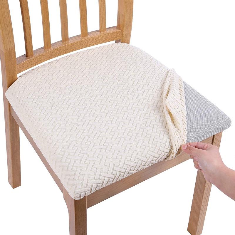 Office and Home Chair Cushion Cover, Square Seat Cushion Anti Fouling Cover Elastic Arc-shaped Chair Cover Stool Cover Split Type Cover