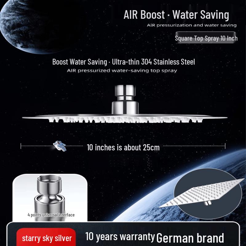 Shuogang Tiangong 10-inch Square Pressurized Shower Head