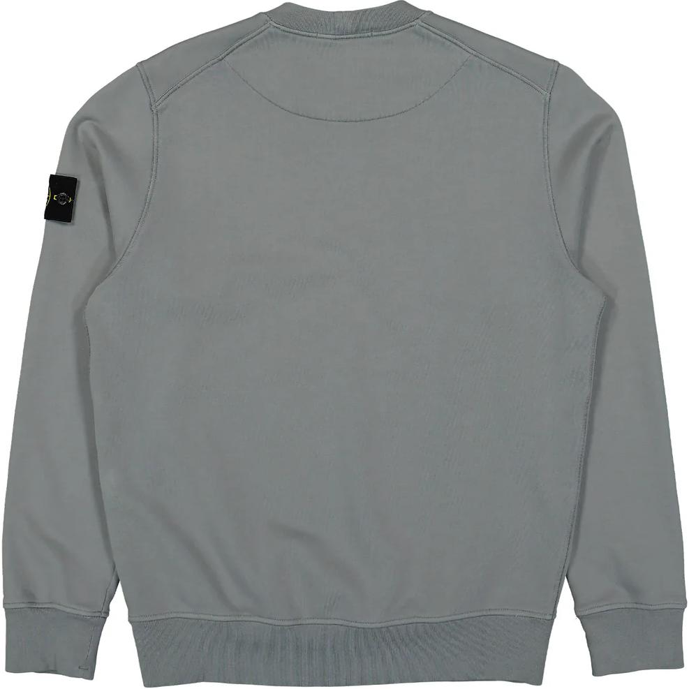 STONE ISLAND Solid Color Logo Patch Crew Neck Pullover Long Sleeve Sweatshirt Men Sweatshirt Gray-Green 811563051-V0066