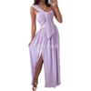 Wish summer simple sleeveless offtheshoulder hem split dress women