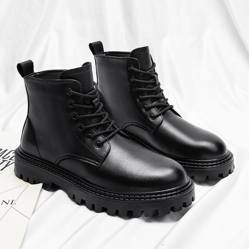 Ins Handsome Martin Boots British Style Hip Hop Zhongbang Short Boots High Waist Eight Hole Leather Shoes