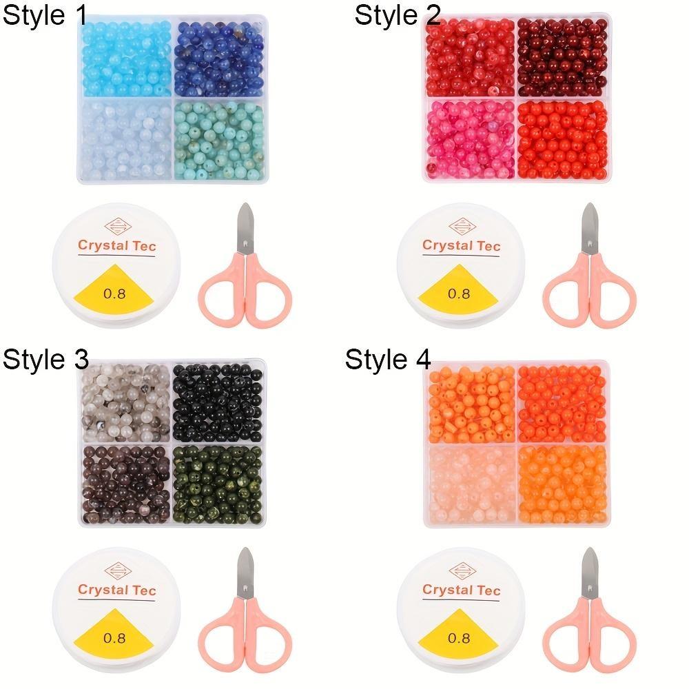 4 Grid Box Mixed Color 6mm 440pcs Acrylic Bead Jewelry Making Kit, Handmade DIY Bracelet Necklace Gift Making