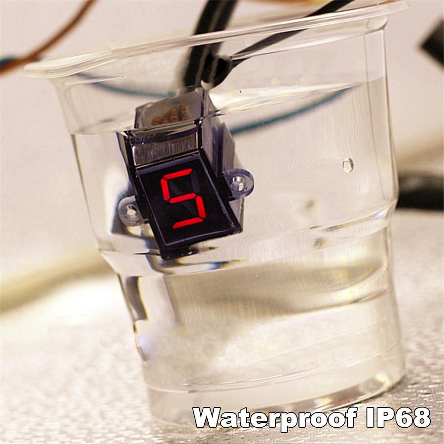 Motorcycle Red LED Digital Gear Indicator 0-5 Level Neutral Display Waterproof