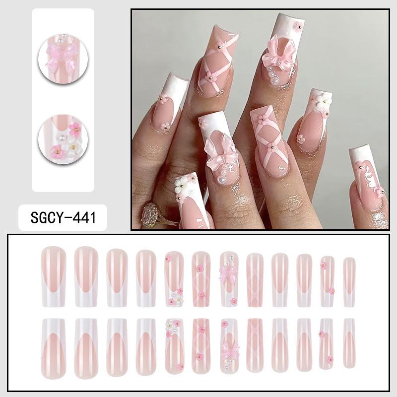 O8 Long Nail Art Tips - European & American High-End Wearable Summer Stickers