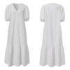 Letní Dámské Maxi Šaty Elegantní Nadměrná Velikost Jednodílné Šaty Výstřih do V Jednobarevné Poloviční Rukáv Vintage Plážová Párty Móda Sexy Dámské Oblečení