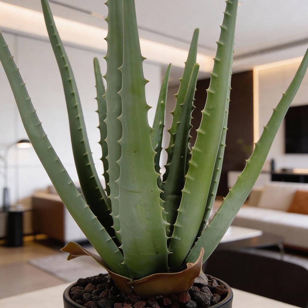 Sztuczna Aloes w Doniczce, 45 cm Wysokości, Zielony, Jak Żywa Dekoracja