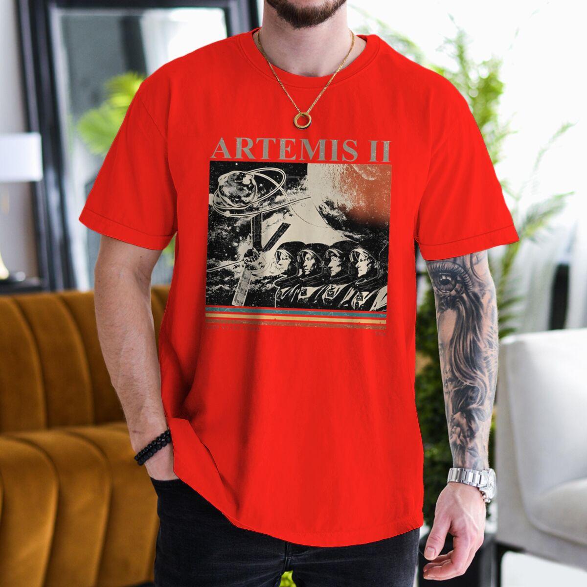 Artemis II Fashion Casual Tops Artemis II Moon Mission Timeline Space T Shirts Classic Tops Street Style T-shirt Mens Clothing S
