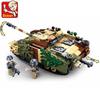 Vojenský Challenger Leopard Panther Těžký hlavní bojový tank Voják Stavebnice Plastový model Kostky Armádní hračky pro děti