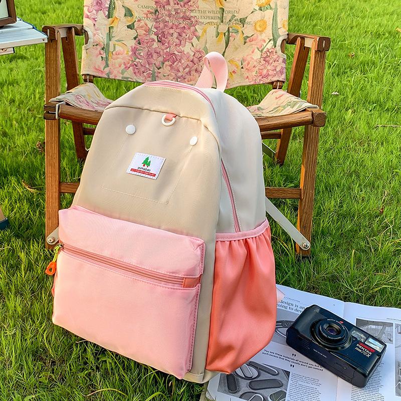 Schoolbag Korean version ins casual versatile backpack schoolbag new contrasting color niche large-capacity backpack primary school girls schoolbag